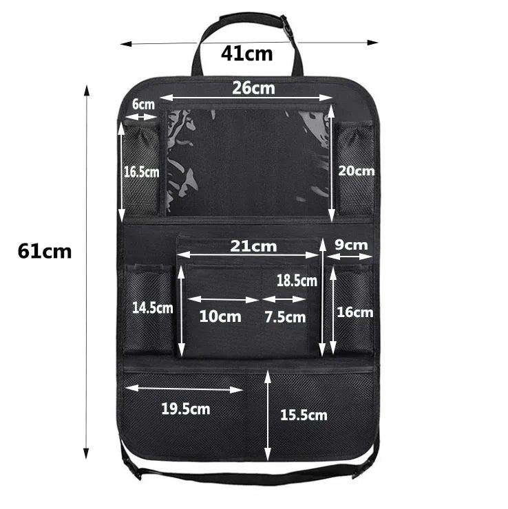 Auto Back Seat Organizer with Touch Screen Tablet Holder Car Backseat Protector Kick Mats Travel Storage Bag for Kids Children-1